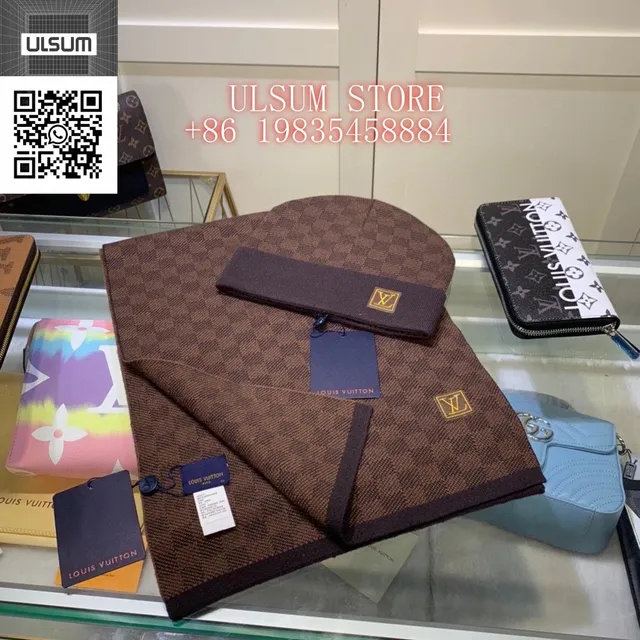 Louis Vuitton Damier Check Scarf Brown Monogram