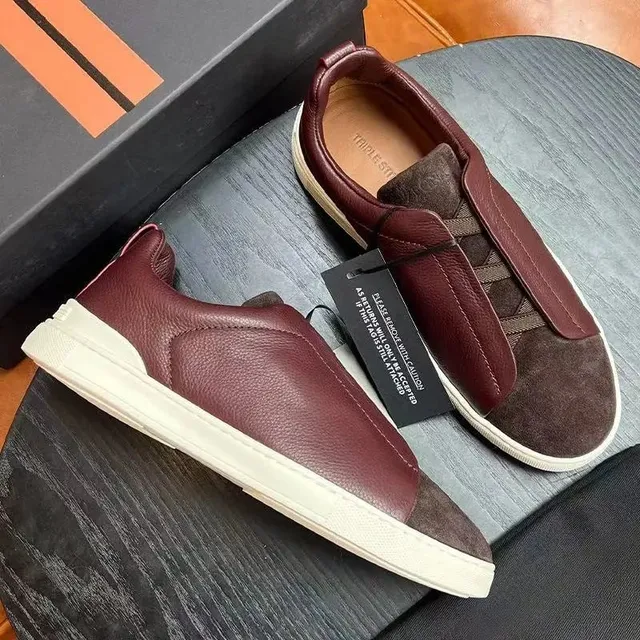 Slip-On Sneaker Burgundy Suede and Leather