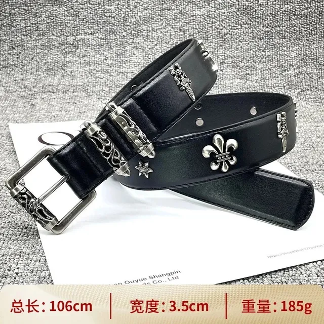 Chrome Hearts Leather Belt Fleur-de-Lis & Dagger Hardware