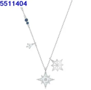 Eight-pointed star white gold necklace