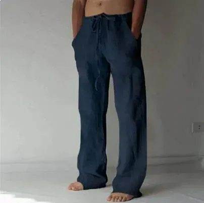 Drawstring Linen Trousers Relaxed Fit