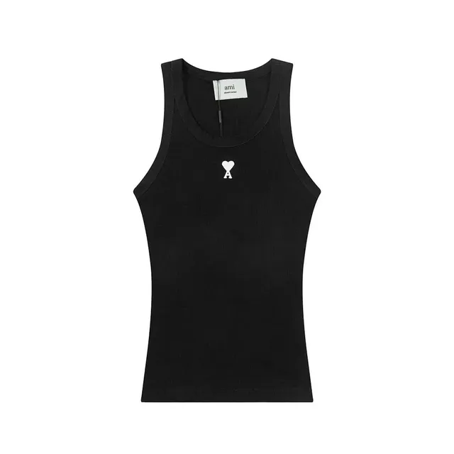 AMI Paris Ribbed Tank Top Heart Logo
