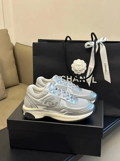 Chanel Trainer Metallic Silver Mesh