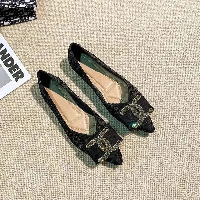 Chanel Pointed-Toe Loafer Crystal CC Logo