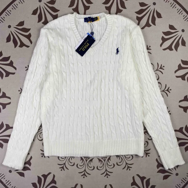 Polo Ralph Lauren Cable Knit V-Neck Sweater Classic Cable