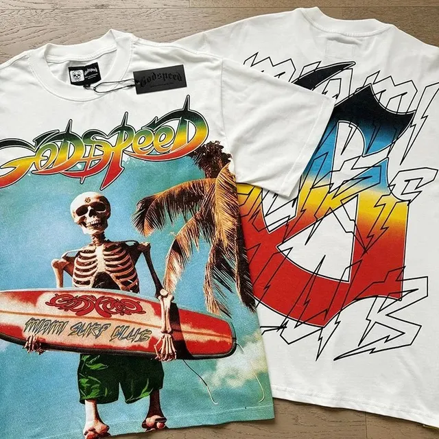 Godspeed Graphic Tee Skeleton Surf Club Print