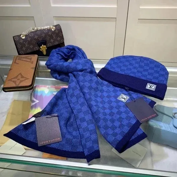 Louis Vuitton Scarf and Beanie Set
