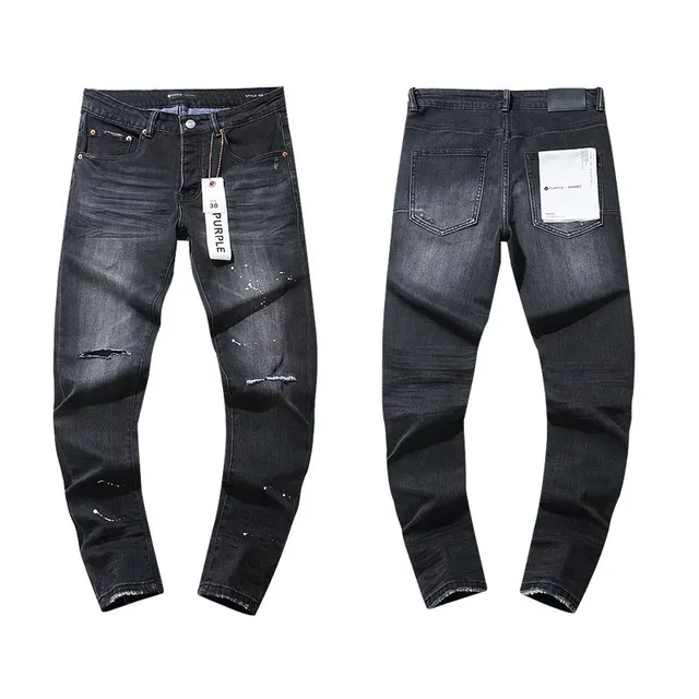 Slim Fit Jeans Distressed Black Wash