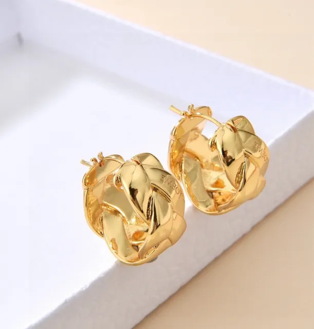 Bottega Veneta Cassette Hoop Earrings Gold Plated
