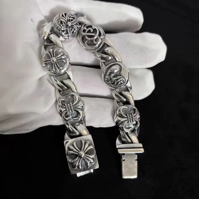 Chrome Hearts Curb Chain Bracelet Fleur-de-Lis Motif
