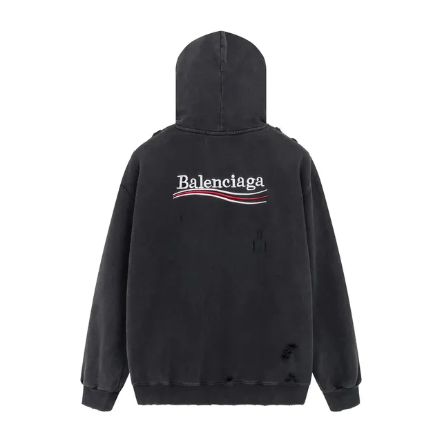 Balenciaga Hooded Sweatshirt Distressed Logo