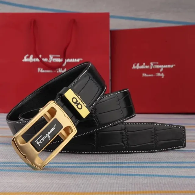Ferragamo Gancini Belt Crocodile-Embossed
