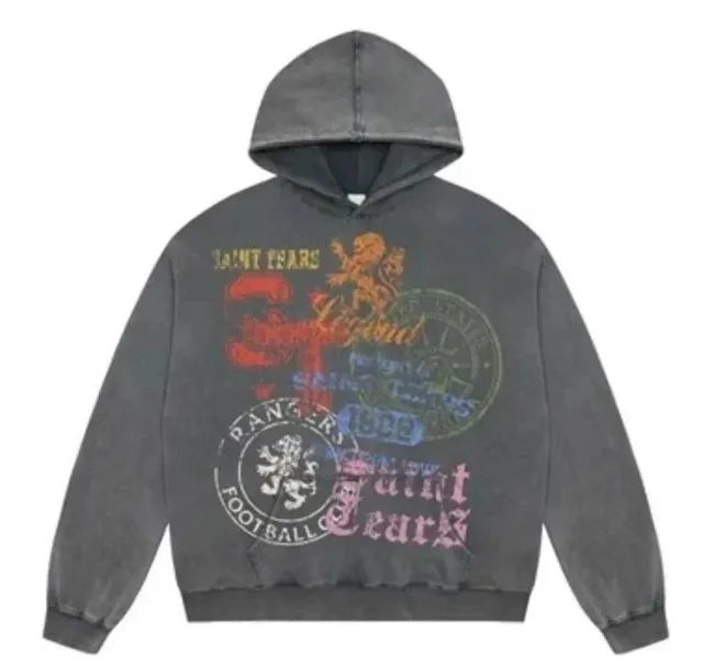 Saint Laurent Hooded Sweatshirt Multi-Logo Print