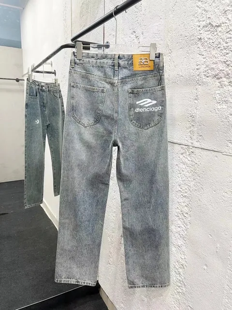 Balenciaga Logo Jeans Washed Grey