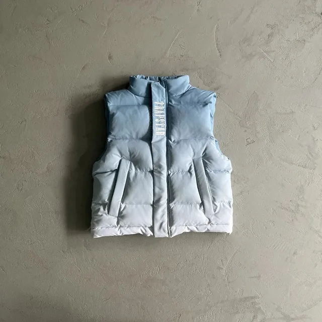 Puffer Vest Light Blue with White Zip Tape