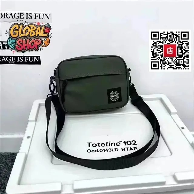 Stone Island Shoulder Bag Olive Green with Compass Patch