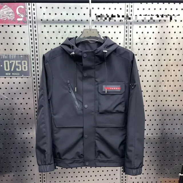 Prada Linea Rossa Jacket Black with Red Logo Patch