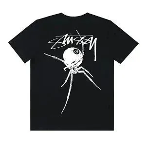 Stüssy Spider Tee Black with White Spider Graphic