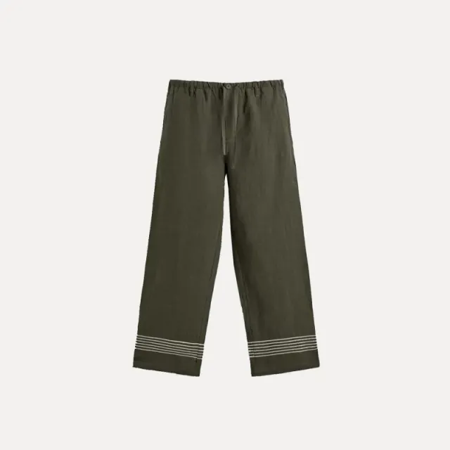 Wide-Leg Trousers Striped Cuff