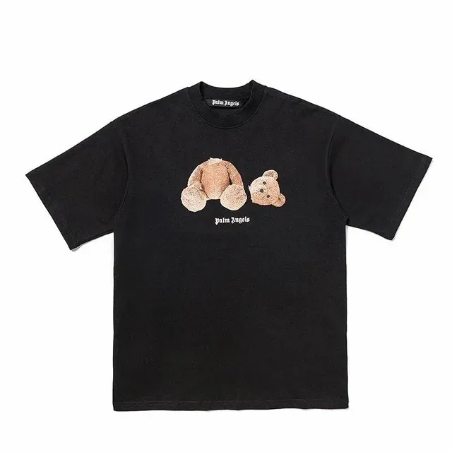 Palm Angels Teddy Bear Graphic Tee Black with Embroidered Bear