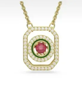 Van Cleef & Arpels Alhambra Pendant Ruby and Emerald with Diamonds