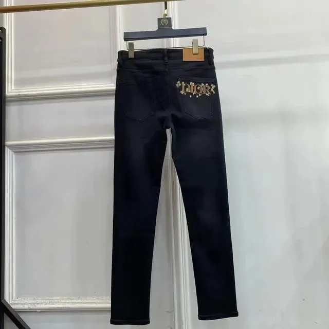 Dior Jeans Floral Embroidered Logo