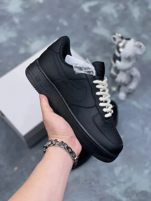 Nike Air Force 1 Low Triple Black with White Laces