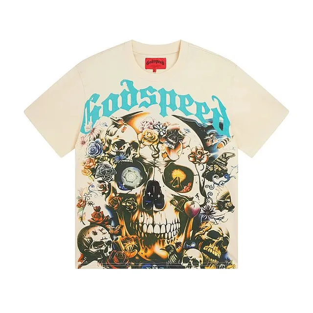 Godspeed Graphic Tee Skull and Roses Print