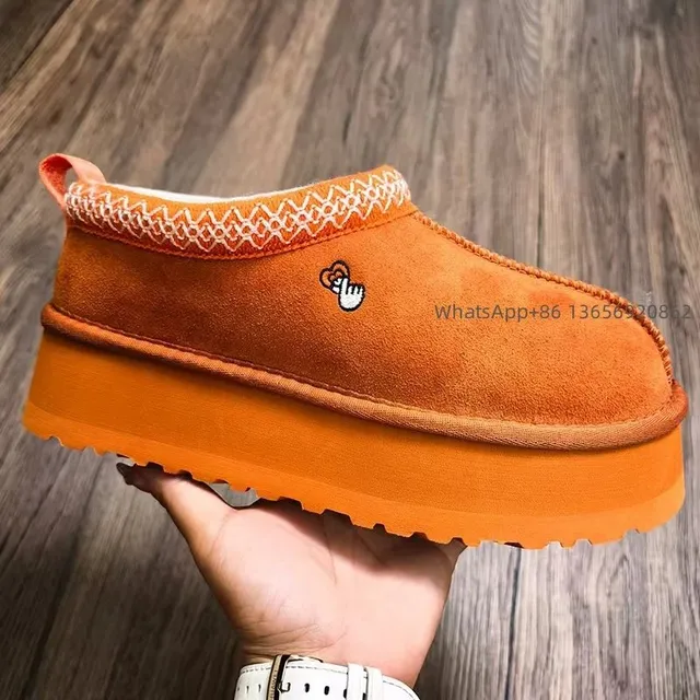 UGG Platform Slipper Orange Suede with Embroidered Logo