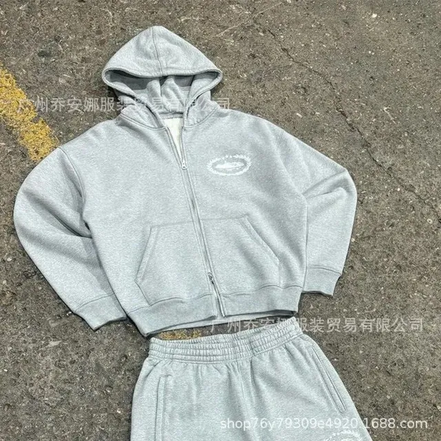 Corteiz Zip-Up Hoodie Heather Grey