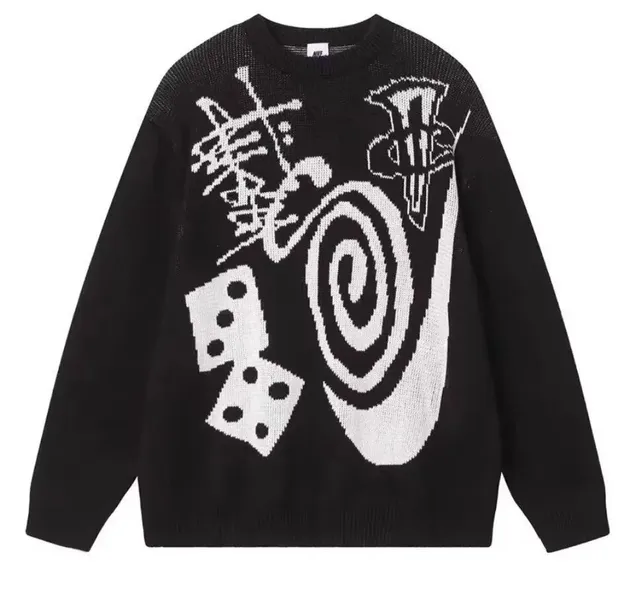Corteiz Knit Sweater Dice and Spiral Graphic