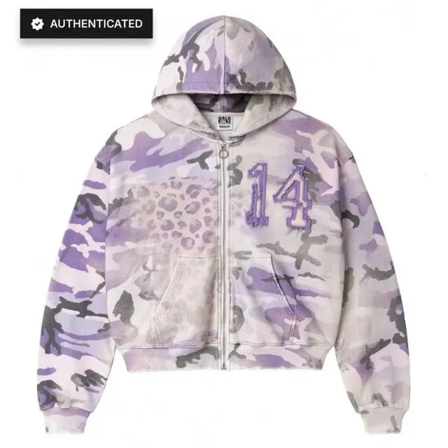 Kith Zip-Up Hoodie Purple Camo with Leopard Print