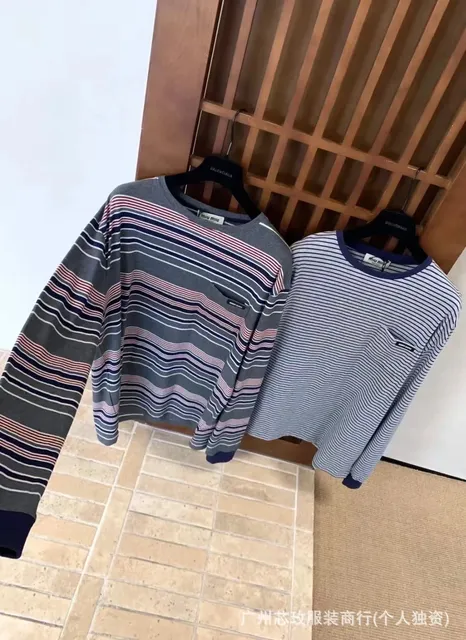 Miu Miu Striped Long-Sleeve Top Multi-Stripe with Chest Pocket