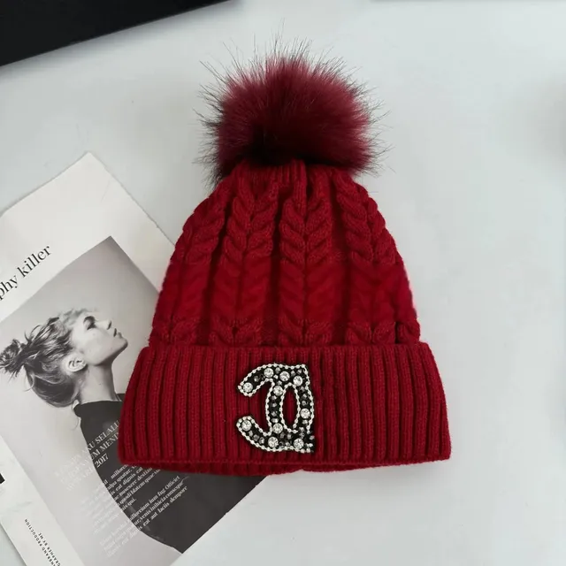 Chanel Knit Beanie Crystal CC Logo