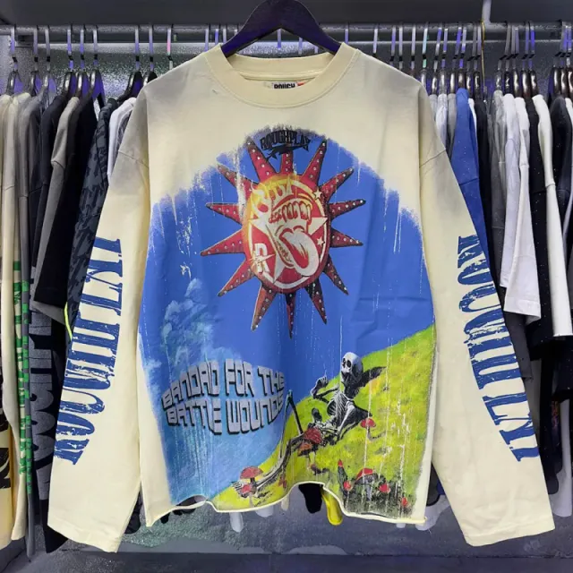 Rhude Long Sleeve Tee Band for the Battle Wounds Graphic