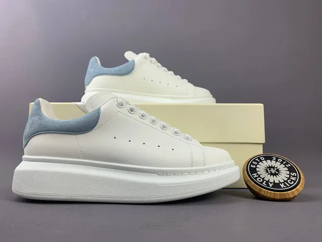 Alexander McQueen Oversized Sneaker White with Blue Suede Heel