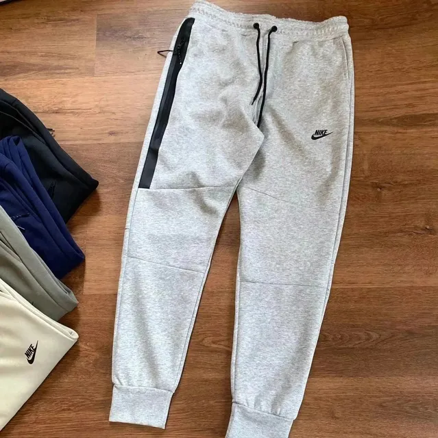 Nike Tech Fleece Joggers Heather Grey with Black Tape