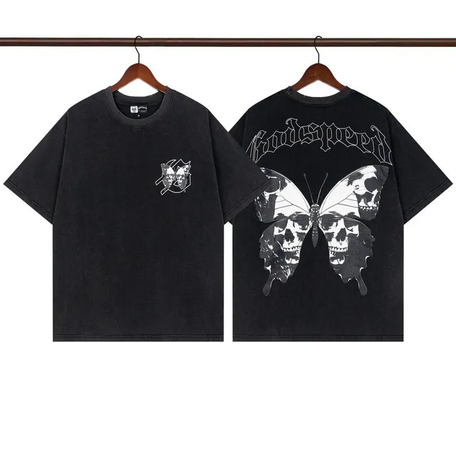 Godspeed Butterfly Skull Tee Washed Black
