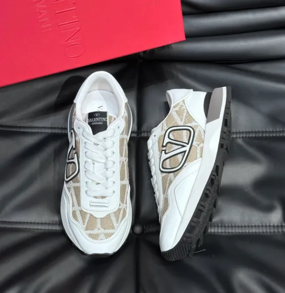 Valentino VLTN Runner Beige Mesh with White Leather