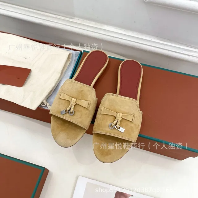 Hermès Oran Slide Suede with Padlock Bow