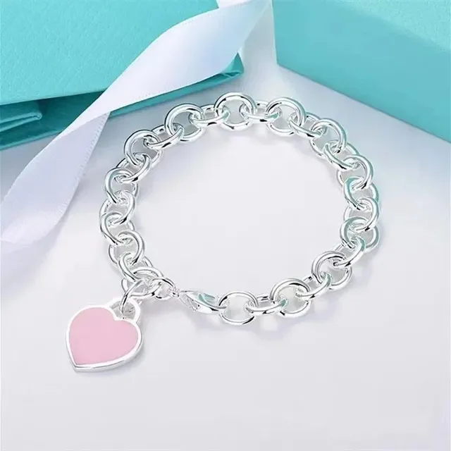 Tiffany & Co. Return to Tiffany Heart Tag Bracelet Pink Enamel