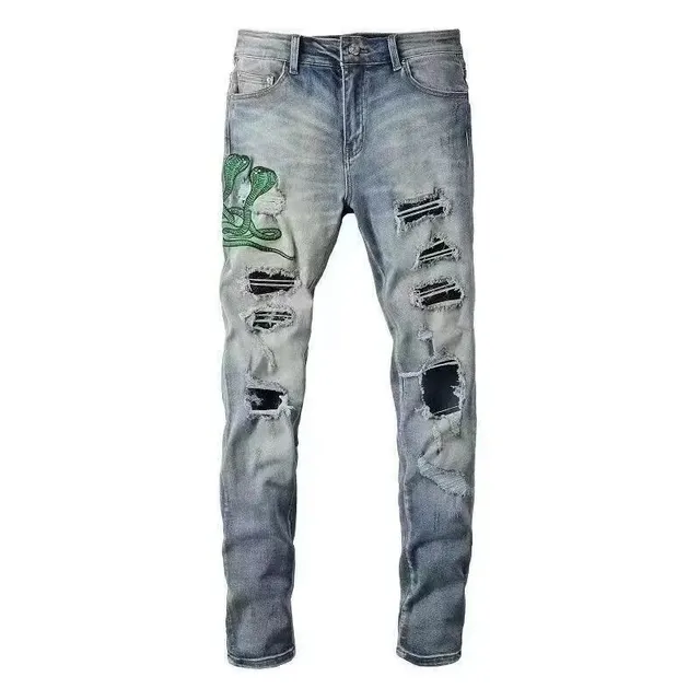 BAPE Distressed Jeans Snake Embroidery