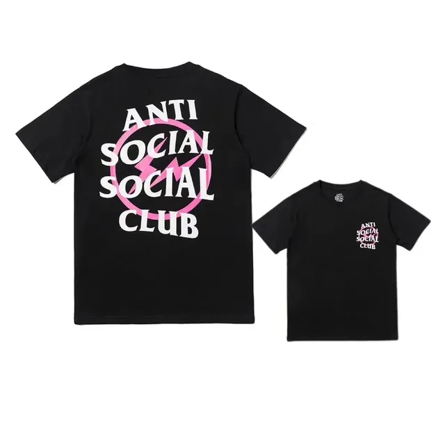 Anti Social Social Club Logo T-Shirt Pink Lightning