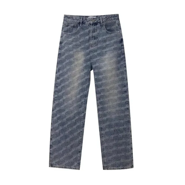 Balenciaga Logo Print Jeans All-Over Bow Tie Pattern