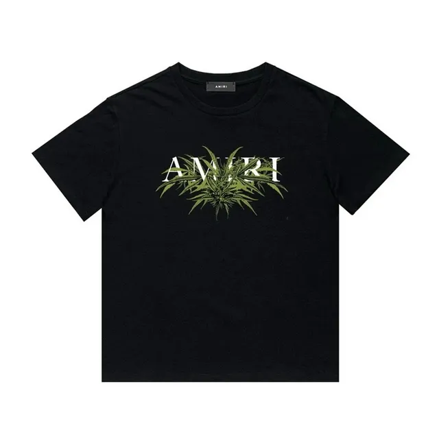 Amiri Graphic Tee Cannabis Leaf Print