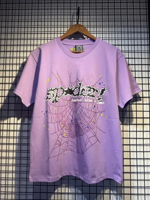 Sp5der Spider T-Shirt Web Print with Rhinestones