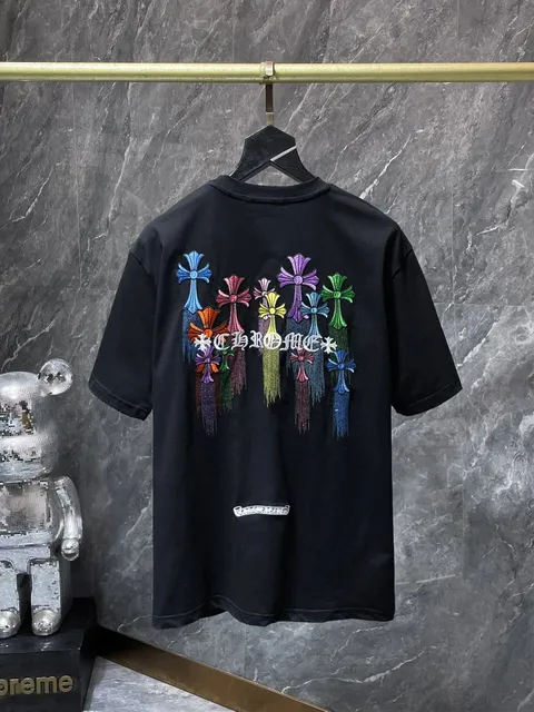 Chrome Hearts Cross T-Shirt Multi-Color Embroidered Crosses
