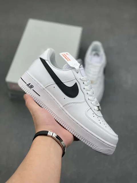 Nike Air Force 1 Low Triple White with Black Swoosh