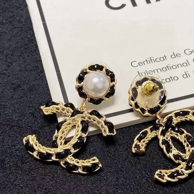 Chanel CC Logo Earrings Pearl and Resin