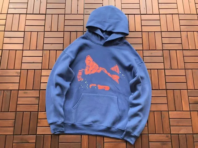 Sp5der Hoodie Orange Graphic Print
